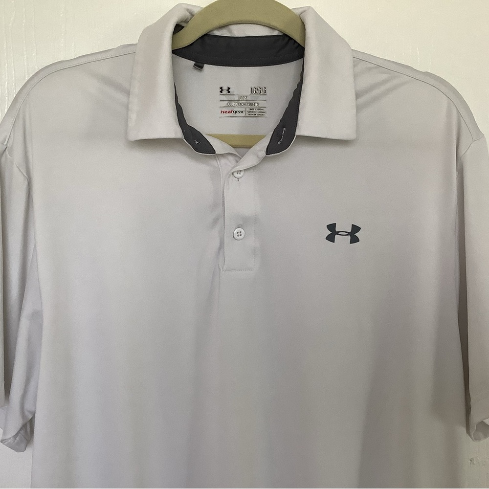 Under Armour Polo Shirt Loose Fit Heatgear White Gray L